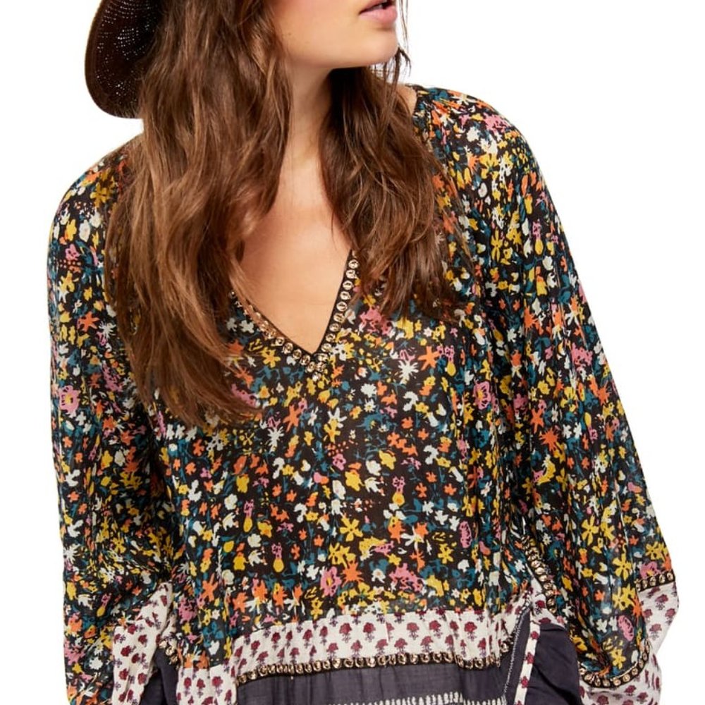 Free People Gardenia floral tunic top size S - Picture 1 of 8